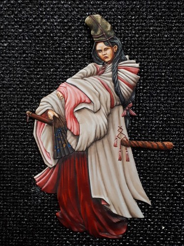 Samurai lady unpainted flat - samurai, lady.