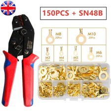 300PCS Brass Insulated Crimp Ring Terminals Electrical Wire Connectors Tools Set
