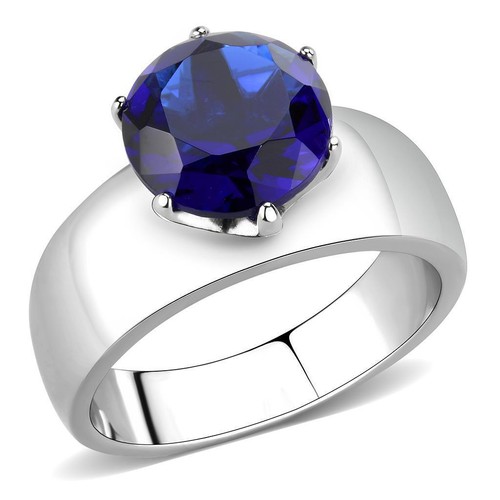 Blue sapphire solitaire ring - blue,