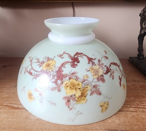 Antique painted glass oil - 10",