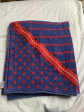 Marks & Spencer Beach Towel Blue Red Zipped Pocket 100% Cotton
