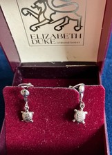 Sweet Elizabeth Duke clip on turtle earrings 2 cm drop original box