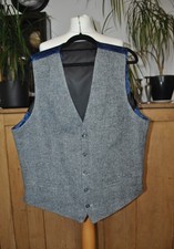 Men’s Grey Wool Silk Waistcoat Size 44R – Classic Formal Vest