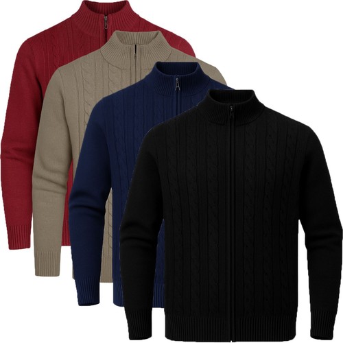 Mens full zip - cable, knit