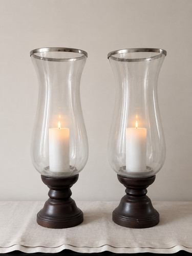 Pair large glass hurricane - large,