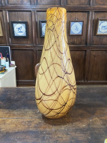 Large mid century yellow glass - mid,