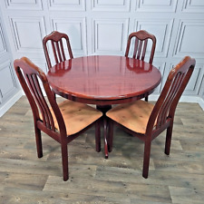Retro Vintage Round Table 4 Chairs - Turned Pedestal Base - Mahogany Wooden