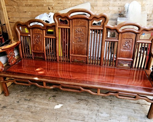 Unique oak hand carved bench - hand,