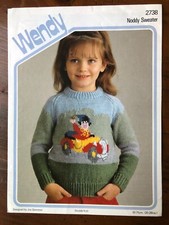 Wendy Joy Gammon 2738 knitting pattern child DK raglan sweater with Noddy motif