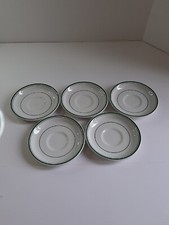 5 x Super Vitrified Churchill Hotelware  saucer plates Saucers  green trim 5.5" 