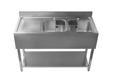 Commercial Stainless Steel Sink Double Bowl Single Drain For Restaurant Kitchen 