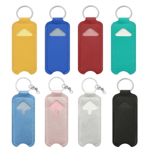 Leather chapstick pouch key - pu,