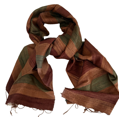 Terracotta and green striped - terracotta,