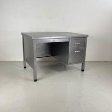 VINTAGE INDUSTRIAL SINGLE PEDESTAL STEEL ART METAL DESK  MIDCENTURY #4374