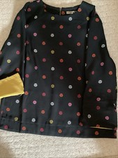 BIBA  Vintage Black Patterned Long Sleeved Top Size 10