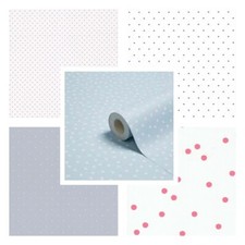 Dotty Shabby Chic Wallpaper - Polka Dot Wallcoverings - Spotty Decor - Kids Room