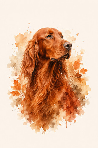 Irish setter warm - setter, autumn