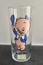 Vintage Warner Studio Store Large Looney Tunes Porky Pig Glass Tumbler Unused