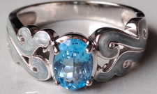 QVC ? - 925 Sterling Silver Blue Topaz and Pale Blue Enamel Ring  - Size S 1/4