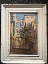 Stunning Italian street scene Painting Original Signed Vintage Early Century
