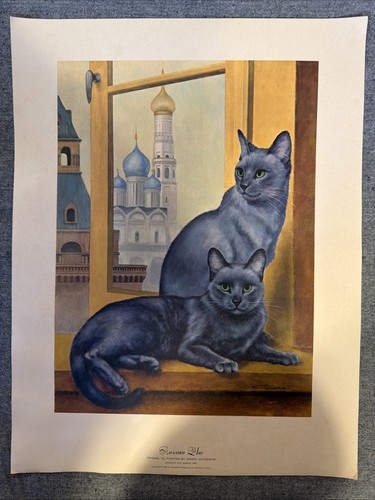 Vintage russian blue cat - vintage,