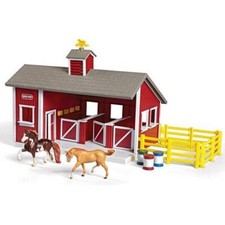 Breyer Stablemates Red Stable Set With Two Horses