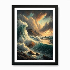 Stormy Sea Waves Crashing