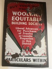 Woolwich Building Society Antique art deco enamel sign  