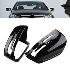 2PCS Gloss Black Wing Mirror Cover Caps For Mercedes-Benz A-Class W176 2012-17