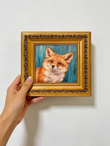Smiling red fox blue - smiling, on