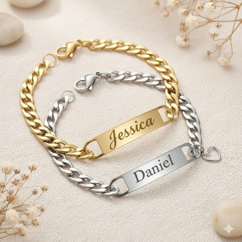 Mens cuban link - id, bracelet
