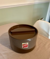 VINTAGE 1970s Marks & Spencer Kitchen Large Plastic Brown Round Container VGC