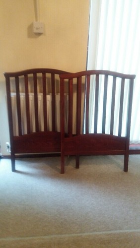 Pair wooden baby cot bed - wooden, end