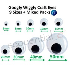 6mm 8mm 10mm 12mm 15mm 20mm 30mm 40mm 50mm Googly Moving Craft Eyes Peel & Stick