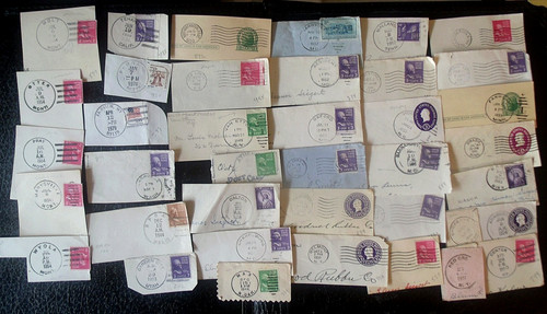 Cut square stamps and small - square,