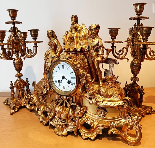 Antique french ormolu mantel - antique,