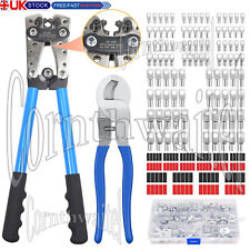 Heavy Duty Battery Cable Crimping Tool Wire Lug Crimper Terminal Copper Lugs Kit