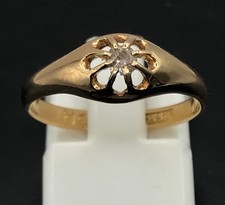 Antique 18ct gold diamond gypsy ring, UK size O, Chester dated 1913, ~2.6g.