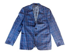 Oxford Australia 'The Blake' Men's Designer Blue Plaid Blazer Jacket - Medium