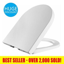 D Shape Toilet Seat in White Soft Close Quick Release Anti-Bac Top Bottom Hinges