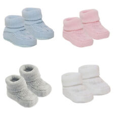 Baby Booties Newborn Bootees Soft Knitted Pink Blue Grey Boy Girl 0-3 Months