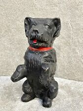 VINTAGE ANTIQUE SCOTTIE DOG ORNAMENT STATUETTE SITTING UP BEGGING POTTERY