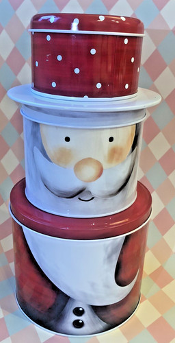 Santa stacking storage tins - stacking,