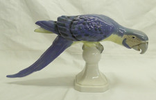 Royal Dux Porcelain Blue Macaw Parrot Statue 16" Hand Painted Czechoslovakia