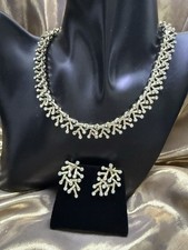 Vintage Paste Necklace & Earrings Stylised Demi Parure Signed Jewelcraft (Coro)