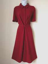 Ladies Stylish HOBBS Red Fit & Flare Autumn Work/Occasion Shirt Dress Size UK 10