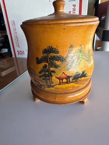 Vintage bamboo vase wood - vase,