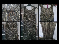 Beautiful Next Lined Maxi Dress Size 14 Petite Black & Gold