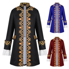 Mens Steampunk Victorian Tailcoat Colonial Military Role Play Costume for Party
