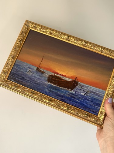 Vintage seascape oil painting - vintage,